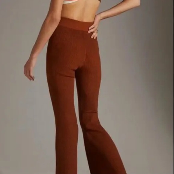 Anthropologie Pilcro Knit Sweater Flare Bell Bottom Pants Ochre Rust - Picture 3 of 10
